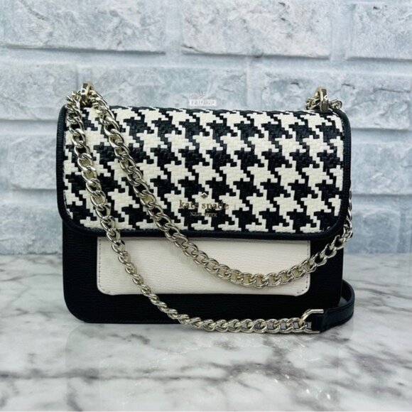 kate spade Handbags - Kate Spade Woven Remi Flap Chain Crossbody Shoulder Bag In Houndstooth